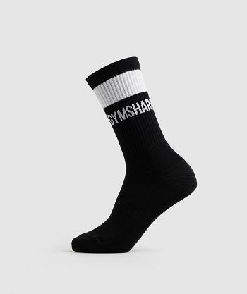 Dámské Ponožky Gymshark Premium Jacquard Single Černé Bílé | CZ 4176RVD